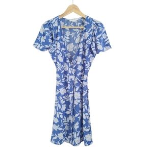LC Lauren Conrad Blue and White Floral Mini wrap Dress